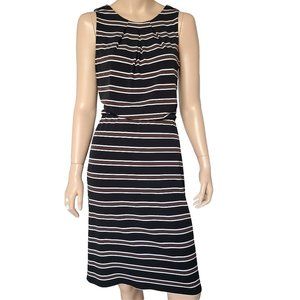 WHITE HOUSE BLACK MARKET Black Brown & White Stripe Dress 10